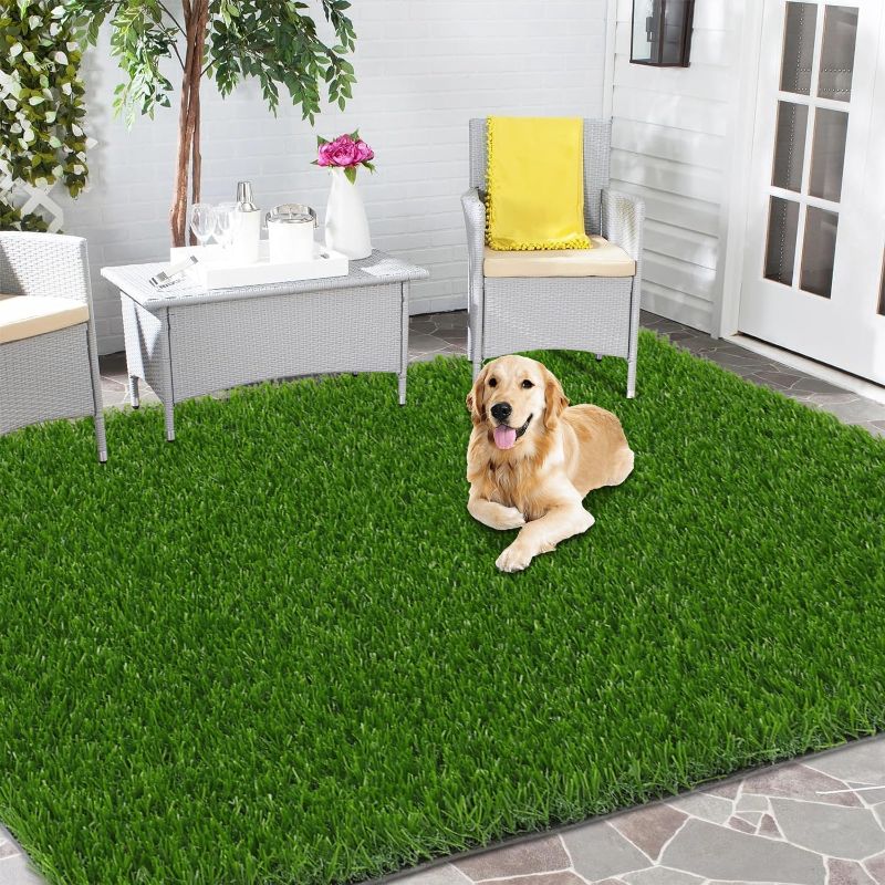 Photo 1 of ***90x150*** HEBE Artificial Turf Rug Grass Mat 3'x5' Fake Grass Pad for Dogs High Pile Grass Rug Pee Pad with Drainage Holes Reusable Grass Turf Mat for Dog Potty Training Indoor Outdoor
