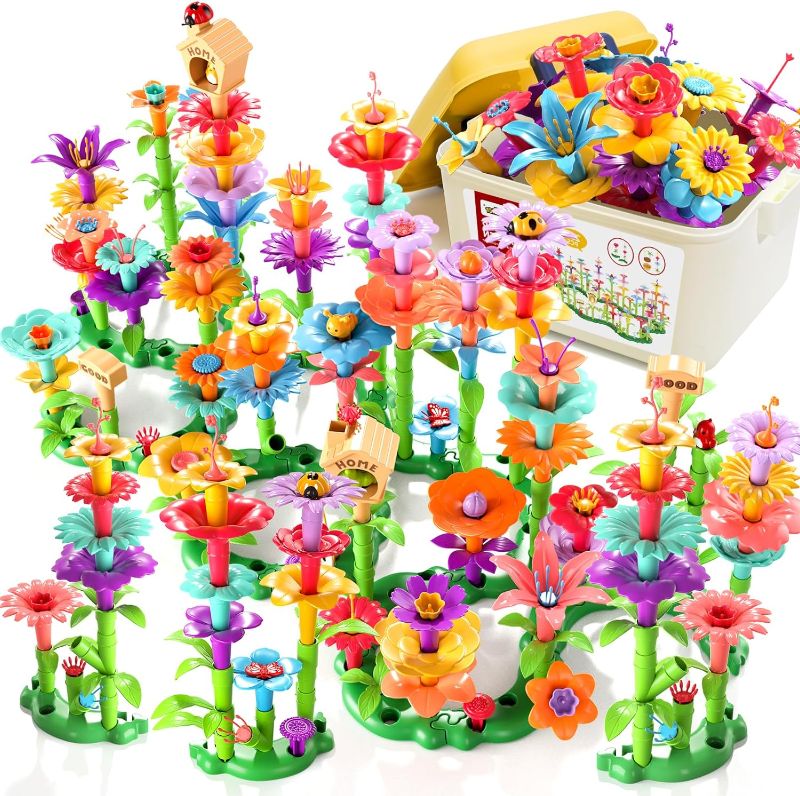 Photo 1 of Flower Garden Building Toys for Girls, Educational Activity Preschool Birthday Gifts for 3 4 5 Year Old Girls, Toddler Building Stem Toys for Kids Toddlers Ages 3-5