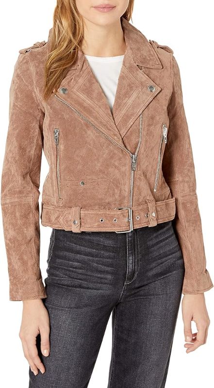 Photo 1 of [BLANKNYC] womens Luxury Clothing Cropped Suede Leather Motorcycle Jackets, Comfortable & Stylish Coats (L)
