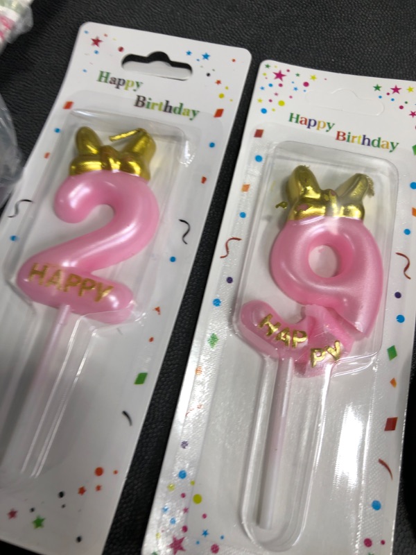 Photo 1 of  Birthday Candles, Pink 92 29 Year Old Cake Topper Cute Number Birthday Candles, Birthday Party Decorations Gifts for Girls Women