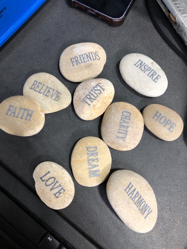 Photo 1 of 10pcs DIY Rocks for Engraved Inspirational Polished River Stones Unique and Thoughtful Gift Ideas for Friends and Family Gifts Arts and Crafts (10 Different Words)