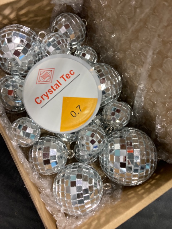 Photo 3 of 20 Pcs Hanging Mirror Disco Ball Ornaments Glass Disco Balls Decoration Different Sizes 70s Reflective Mini Disco Ball Decor with Rope (2.4 Inch, 2 Inch, 1.6 Inch, 1.2 Inch)