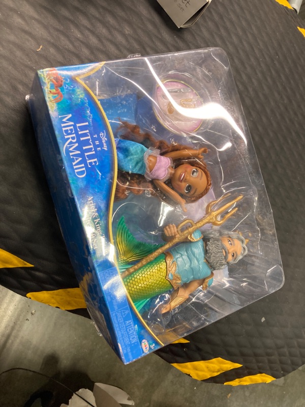 Photo 2 of Disney The Little Mermaid Ariel Doll and King Triton Petite Gift Set, 6 Inches Tall with Dinglehopper, Candelabra and King Triton’s Trident Accessory Toys