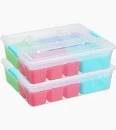 Photo 1 of 10 QT Clear Plastic Dividing Storage Box with 11 Compartments Removable Storage Bin with Lid - Plastic Craft Storage Organizer Storage Compartment Container (2 Pack-10 QT)