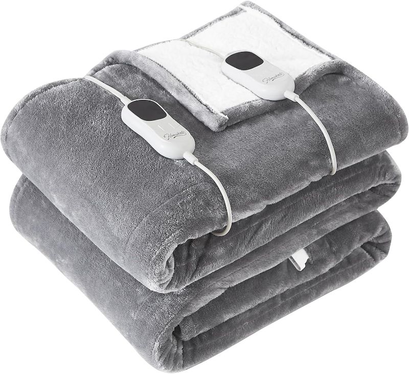 Photo 1 of Homemate Electric Heated Blanket Queen - 84"x90" Heating Blanket Queen Size Dual Control 1/2/4/6/8 Hours Auto-Off 10 Heat Level Heat Blanket Over-Heat Protection Flannel Sherpa ETL Certification
