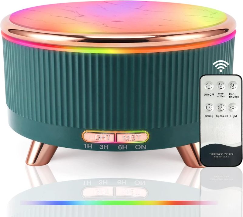 Photo 1 of 00ml Retro Aromatherapy Essential Oil Diffuser – Last 16 Hours Fragrance Oil Humidifier w/Large Tank, 4 Timer, 7 LED Color Light, Ultrasonic Mist, Auto-Off Safety Switch (Green)