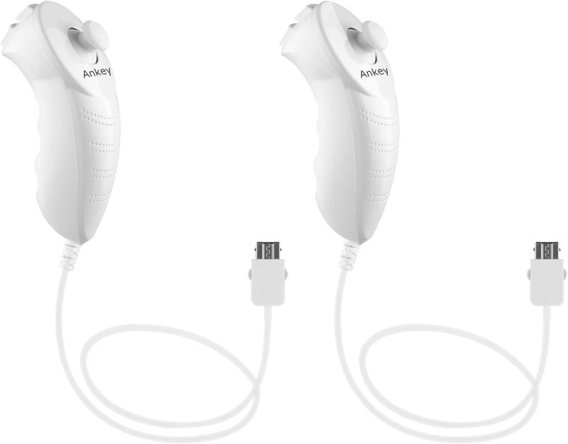 Photo 1 of 2Packs Nunchuck Controller Remote Replacement for Nintendo Nunchuk Wii Wii U Console White