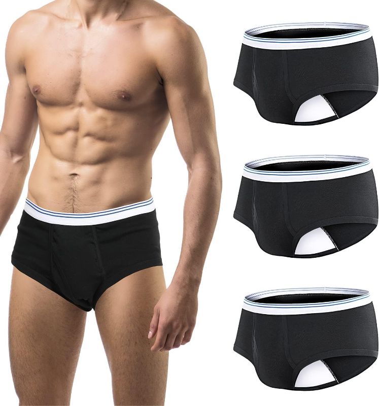 Photo 1 of Incontinence Underwear for Men Carer 3-Pack Men's Urinary Incontinence Briefs Washable Reusable Underwear, Leak Protection,Comfort, Built in Cotton Pad, Incontinence Underwear