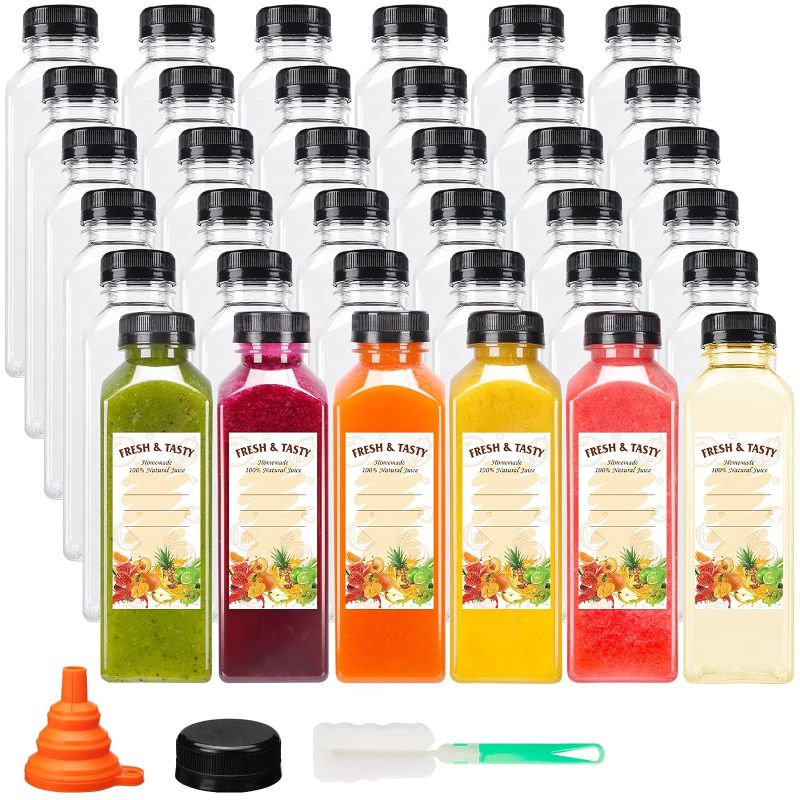 Photo 1 of BAKHUK 36pcs 16oz Empty Plastic Juice Bottles with Caps, Reusable Clear Bulk Beverage Containers for Juice, Milk and Other Beverages