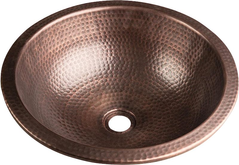 Photo 1 of  Pure Copper Hand Hammered Rotunda Dual Mount Bathroom Vanity Sink (16 inches)