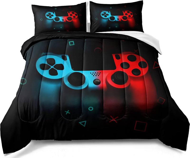 Photo 1 of Gamer Comforter Sets for Boys, Gaming Bedding Set Twin Set,Video Games Comforter for Boys Kids Adult Gamepad Comforter Set Gamer Room Decor for Teen Boys 1 Comforter with 1 Pillow Cases