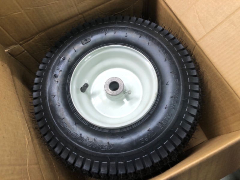 Photo 3 of 13x5.00-6 Rubber Lawn Mower Tire and Wheel, 2 Pcs Replacement 13x5-6nhs Riding Mowers Lawn Pneumatic Tire with 3/4" Bushing, 3" -4.5" Centered Hub 13x5.00-6"