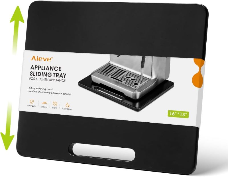 Photo 1 of Aieve Appliance Slider for Kitchen Appliances, Wooden Rolling Tray for Coffee Maker, Countertop Appliance Rollers Sliding Tray with Wheels for Heavy Kitchen...
