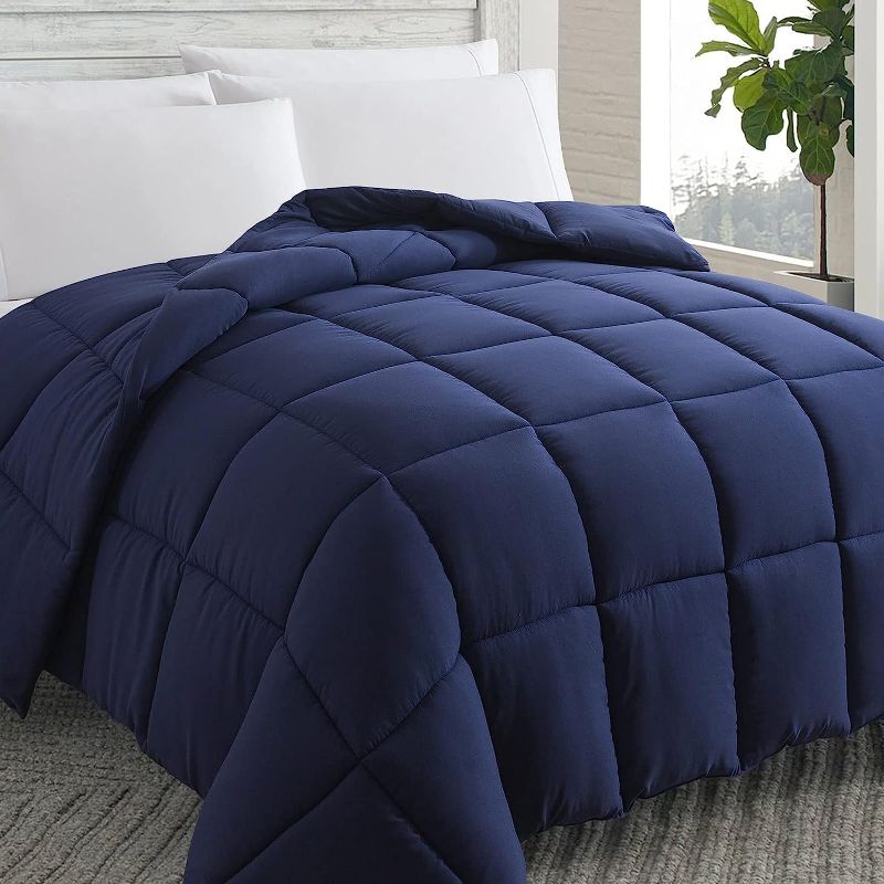 Photo 2 of Cosybay Down Alternative Comforter (Navy Blue, King) - All Season Soft Quilted King Size Bed Comforter - Duvet Insert with Corner Tabs - Winter Summer Warm Fluffy, 102x90 inches
