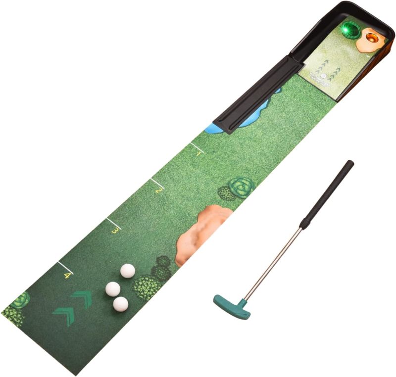 Photo 1 of Kids Golf Set - Electronic Mini Golf Set including Kids Extendable Golf Club Toy Putter, 3 Plastic Golf Balls, 72” Interactive Putting Mat with Light-Up & Musical Scoring Holes, for Children Age 5+
