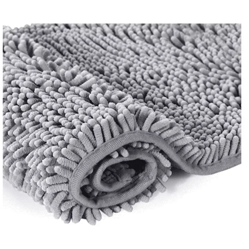 Photo 1 of  Bath Mat Grey, Microfiber Soft Shag Super Water Absorbent Non-Slip Rubber Bathroom Rug, Thick, Machine Washable,