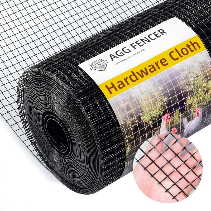 Photo 1 of 16in x 50ft Black Hardware Cloth 1/2inch 19Ga PVC Coated Wire Mesh Vinyl Coated Fence, Welded Metal Chicken Wire Fencing Roll, Garden Plant Fencing, for Chicken Coop and Home Improvement 1/2 inch 16in x 50ft Black