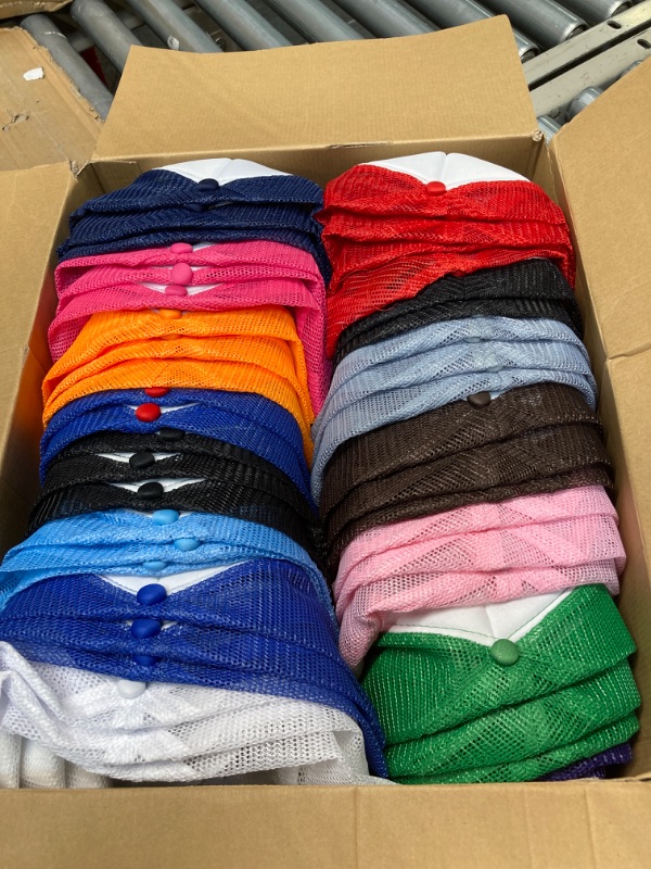 Photo 3 of 48 Pcs Unisex Sublimation Blank Mesh Trucker Hat with 16 Colors Bulk DIY Adjustable Plain Polyester Baseball Caps Colored Summer Trucker Caps for Men Women Embroidery Printing Outdoor Sports Supplies