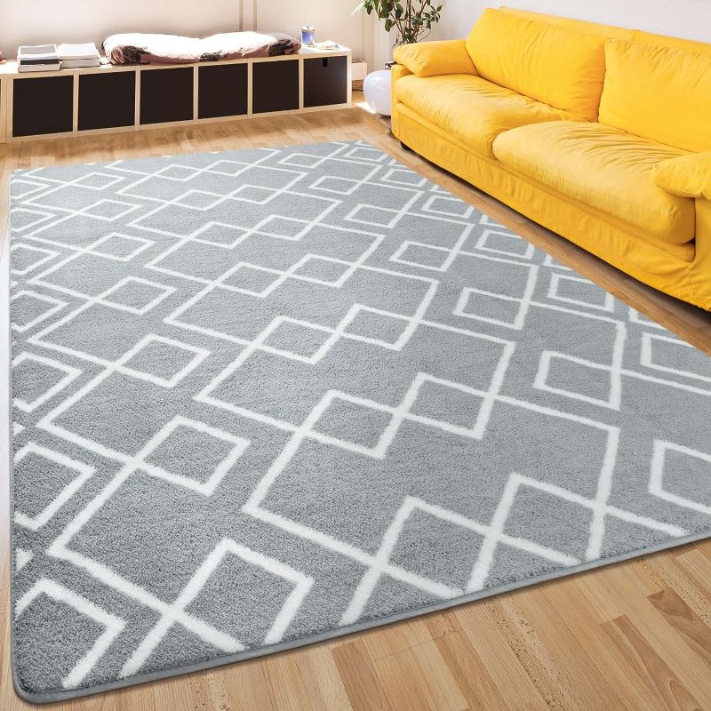 Photo 1 of ***NOT EXACT***
Grey Area Rug for Living Room,Low Pile Soft Geometric Rugs for Bedroom Dorm, Washable Moroccan Carpet with Memory Foam for Kids Nursery Play Room Indoor
