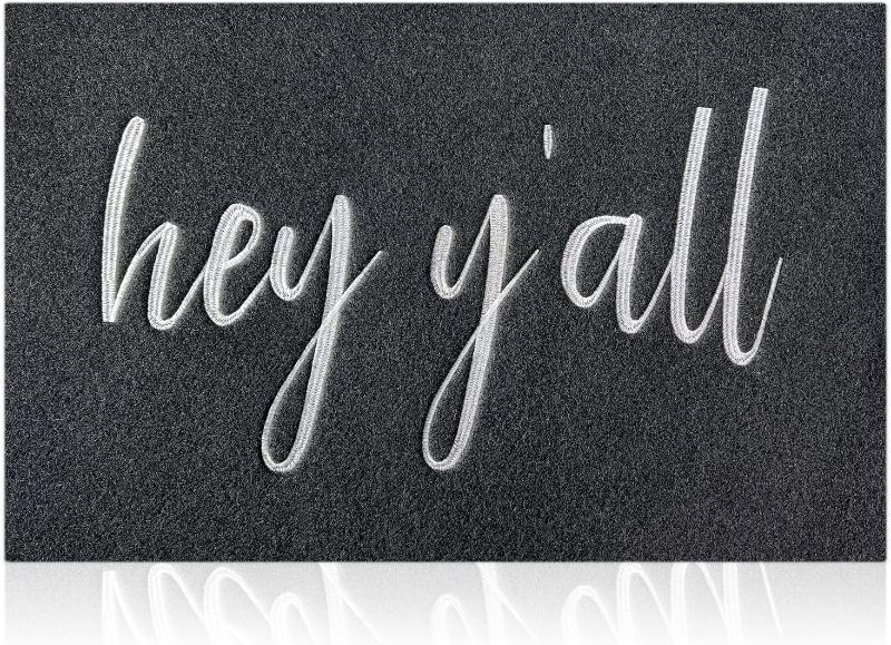 Photo 1 of ***ONLY SAYS HEY***
Welcome Mats for Front Door Entry Hey Y'all Doormat Non Slip Rubber Mat for Home Farmhouse Funny Kitchen Balcony Patio Black
