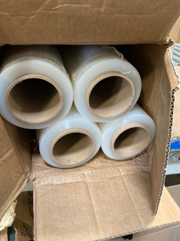 Photo 3 of PackageZoom 4 Rolls 18" x 1500 Ft Stretch Wrap Heavy Duty, Industrial Strength Shrink Wrap, 55 Gauge High Performance Stretch Film Replaces 80 Gauge Low Films, Clear Hand Stretch Wrap 18" wide x 1500 ft x 4 Rolls