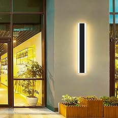 Photo 1 of Modern Outdoor Wall Light, Black Led Exterior Light Fixtures Wall Mount, Ip65 Waterproof Modern Porch Lights Wall Sconce, Acrylic Led Long Linear Outside Lighting Hard-Wired(23.6in, 3000k)
