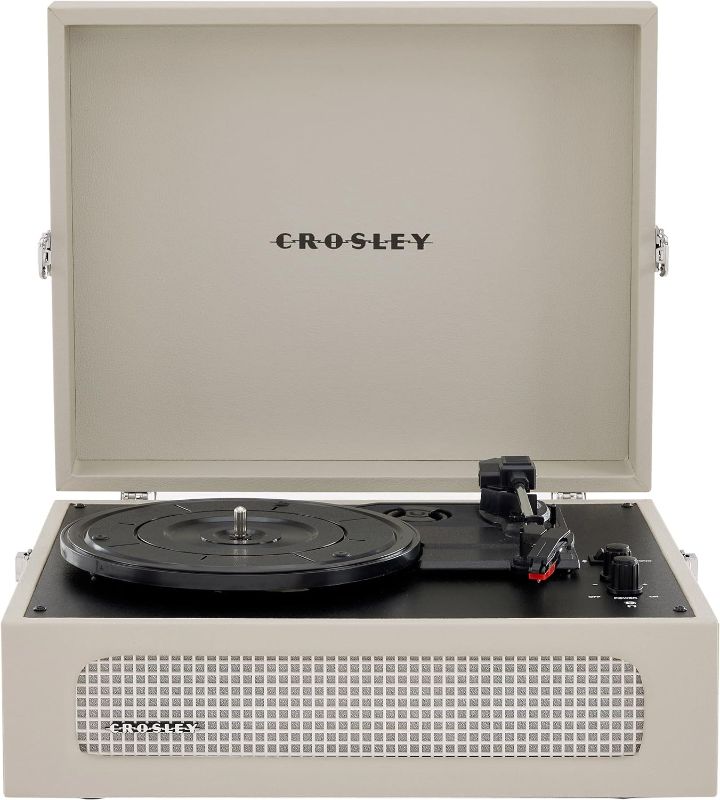 Photo 1 of Crosley CR8017B-DU Voyager Vintage Portable Vinyl Record Player Turntable with Bluetooth in/Out and Built-in Speakers, Dune
