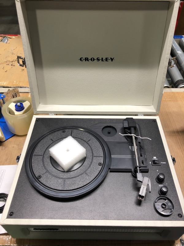 Photo 3 of Crosley CR8017B-DU Voyager Vintage Portable Vinyl Record Player Turntable with Bluetooth in/Out and Built-in Speakers, Dune
