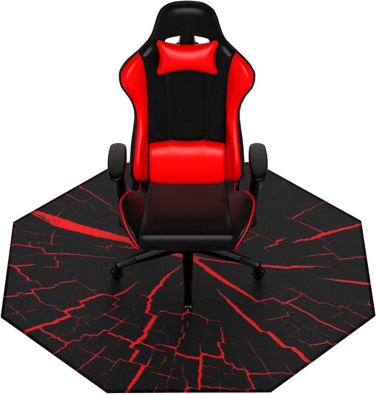 Photo 1 of 51" X 51" Large Gaming Chair Mat, Natural Rubber Computer Chair Mat for Hardwood Floor, Game Floor Mat Protector for Wood Floor, Soft/Non-Slip/Scratch-Resistant & Washable (Octagon-Crack)