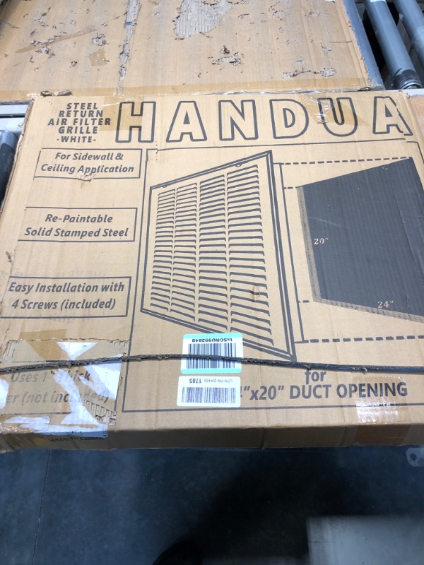 Photo 2 of 24"W x 20"H [Duct Opening Measurements] Filter Included Steel Return Air Filter Grille [Removable Door] for 1" Filters, Vent Cover Grill, White, Outer Dimensions: 26 5/8"W X 22 5/8"H for 24x20 Opening Duct Opening Size: 24"x20"