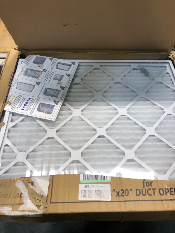 Photo 3 of 24"W x 20"H [Duct Opening Measurements] Filter Included Steel Return Air Filter Grille [Removable Door] for 1" Filters, Vent Cover Grill, White, Outer Dimensions: 26 5/8"W X 22 5/8"H for 24x20 Opening Duct Opening Size: 24"x20"