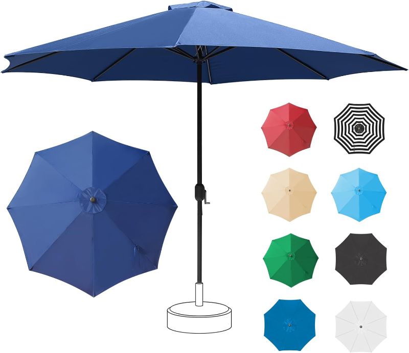 Photo 1 of 11FT Patio Umbrella Outdoor Table Market Umbrella with 8 Sturdy Ribs, UV Protection Waterproof for Garden, Deck, Backyard, Pool,Commercial Street (Navy Blue)
