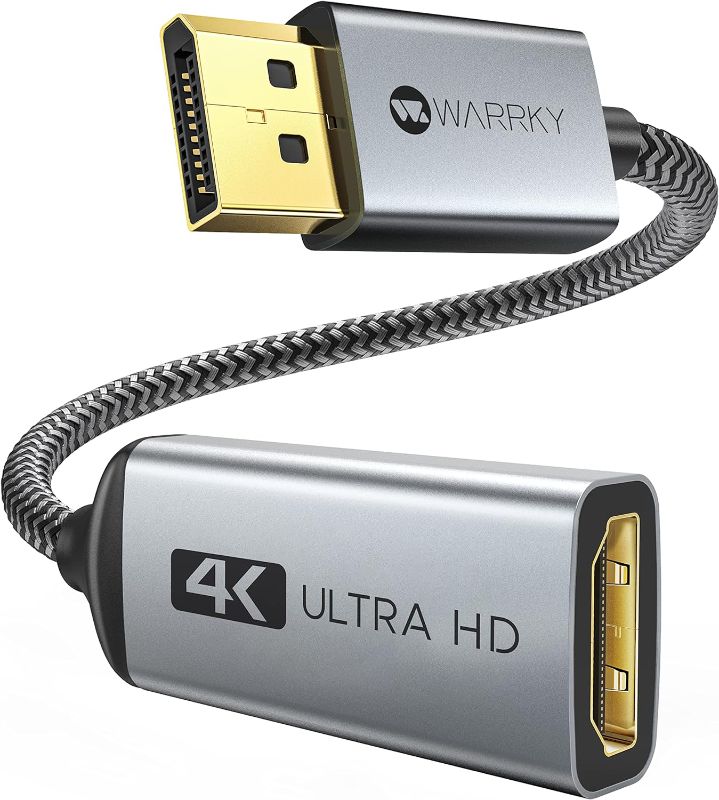 Photo 1 of Warrky 4K DisplayPort to HDMI Adapter,?Metal Case, Gold-Plated Pins? Uni-Directional Display Port (DP) to HDMI Monitor Converter 1080P@120Hz Compatible for HP, AMD, NVIDIA. Male to Female. Passive
