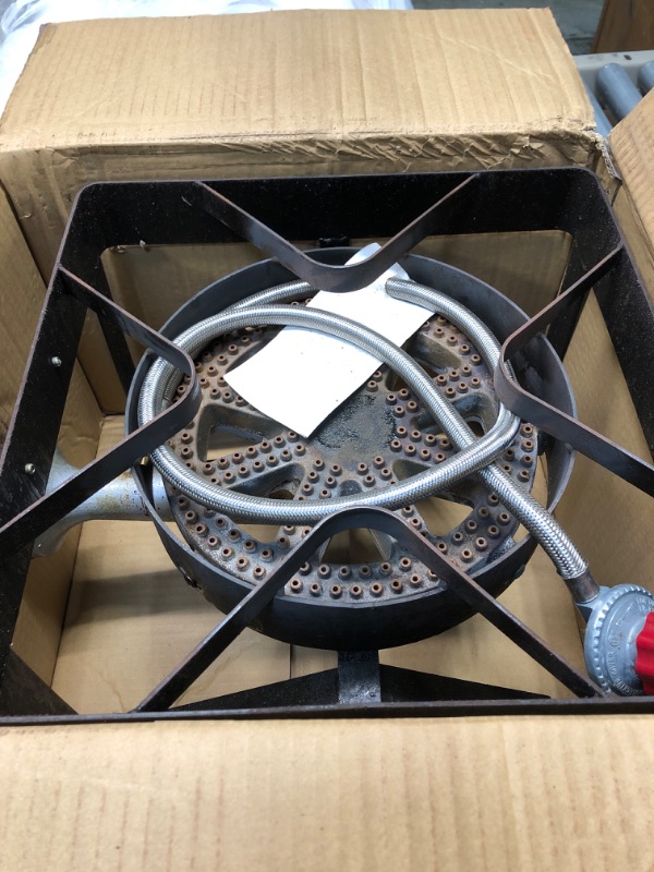 Photo 3 of ***HEAVILY USED***Gas One 200, 000 BTU Propane Burner with Cover Single Burner Outdoor Burner Camp Stove Propane Gas Cooker with Adjustable 0-20Psi Regulator & Steel Braided Hose Perfect For Home Brewing, Turkey Fry
