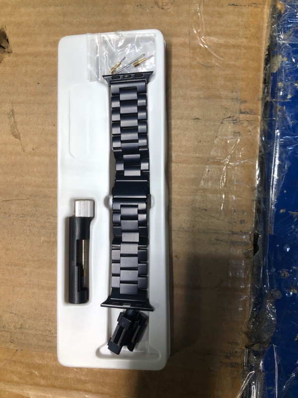 Photo 1 of EPULY Compatible with Apple Watch Band 49mm 45mm 44mm 42mm 41mm 40mm 38mm, Business Stainless Steel Metal Watchband for iWatch Band Series 9, Ultra 2, SE, Ultra Series 8 7 6 5 4 3 2 1 Men & Women (Midnight, 41mm 40mm 38mm) A-Midnight 41mm 40mm 38mm