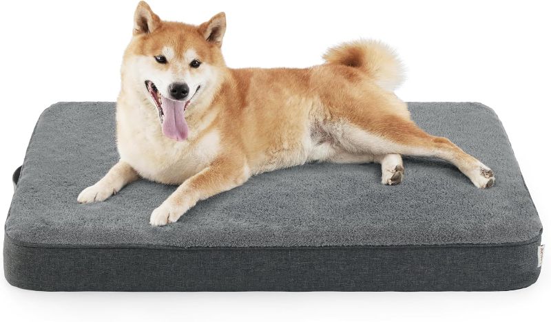 Photo 1 of ***NOT EXACT TO PICTURE***
Dog Beds for Large Dogs - Egg Crate Foam Pet Bed Mat with Ultra Soft Sherpa Surface GREY