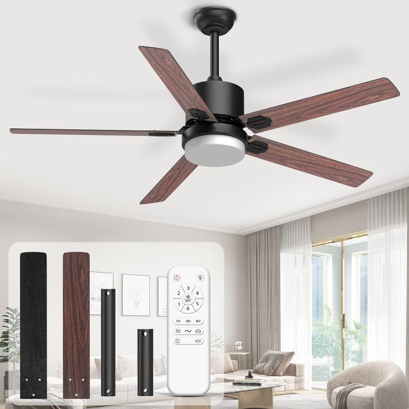 Photo 1 of Ceiling Ourdoor Fans with Lights: 52 Inch Fan for Bedroom LED Dimmable Ceiling Fans with Lights and Remote Ceiling Fan Reversible DC Motors Modern Fans for Living Room Kitchen Garage Black
