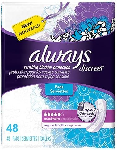 Photo 1 of ***HEAVY FLOW*** Discreet, Incontinence Pads, HEAVY , Regular Length, 48 Count by Always
