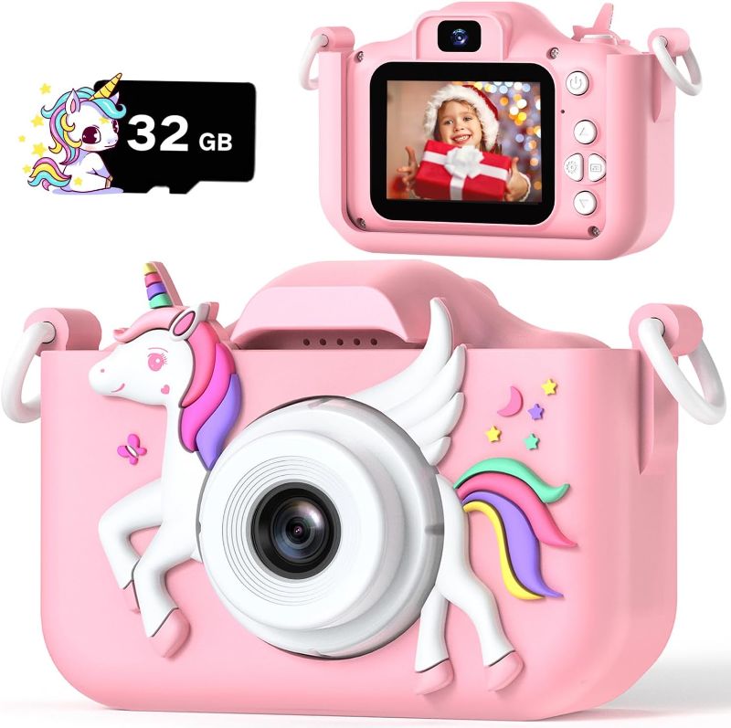 Photo 1 of  Unicorn Kids Camera for Girls, Christmas Birthday Gifts for Girls Boys, 1080P HD Selfie Digital Video Camera for Toddlers, Cute Portable Little Girls Boys Gifts Toys for 3 4 5 6 Years Old