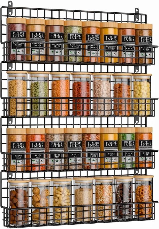 Photo 1 of X-cosrack Spice Rack Organizer Wall Mounted 4-Tier Stackable Hanging Spice Jars Storage Racks,Great for Kitchen and Pantry,Up to Storage 36 Jars(Patent No.:US D909,138 S)
