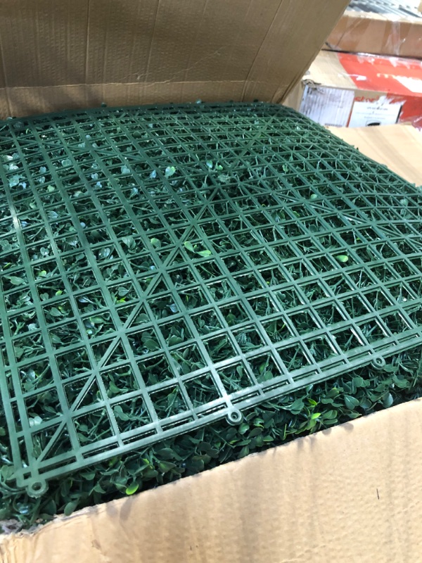 Photo 1 of 20"x20" 20Pcs Grass Wall Panels, 4 Layers UV-Anti Boxwood Greenery Hedge with 50 Zip Ties, Odorless Artificial Faux Grass Indoor Backdrop Outdoor Privacy, Birthday Wedding Decor, 55.6 SQ FT