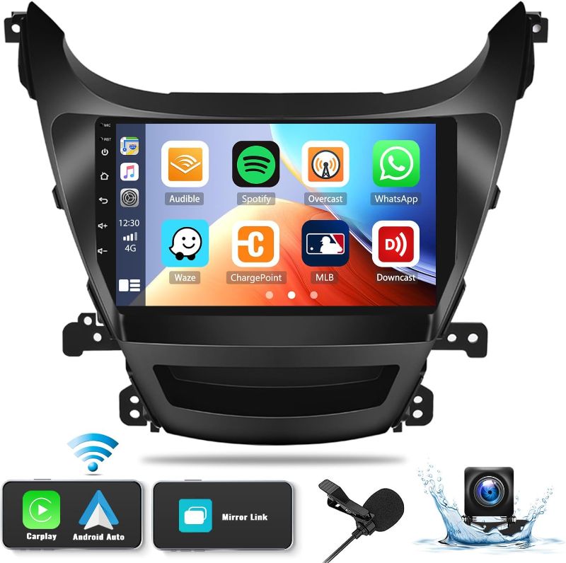 Photo 1 of 2+32G Android Car Stereo for Hyundai Elantra 2014 2015 2016 with Carplay Android Auto Mirror Link Change Wallpaper Theme 9 inch TouchScreen Radio FM RDS HiFi Bluetooth WiFi GPS+ AHD Camera & MIC