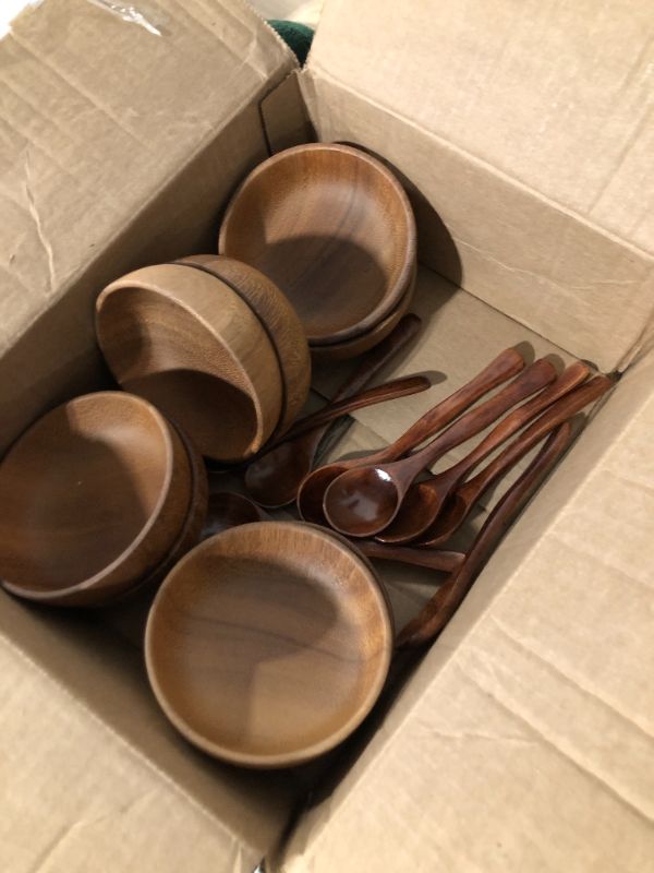 Photo 1 of 7” Organic Brown wood Bowl | Serving Salad, Pasta, Fruits, Dessert, Cereal, Snacks | Decorative Bowl |