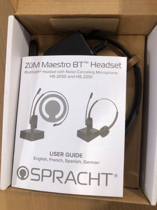 Photo 4 of ****USED** Spracht HS-2051 Dual Ear Wireless Bluetooth Headset with Base Station | Wireless Headset for Work | Wireless Headset with Microphone | AI-Powered Noise Cancelling Headset (not for Desktop Phones) Dual-Ear