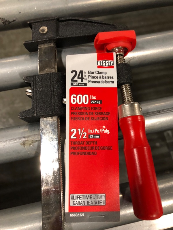 Photo 3 of ***USED** Bessey Clutch Style Bar Clamps - 24 In 600 lbs - GSCC2.524- Woodworking Clamps with Ergonomic Handle, Non-Marring Pads, Durable Cast-Iron Jaws & Serrated Rail for Carpentry & Cabinetry 1-(Pack) Modern