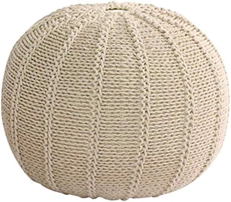 Photo 1 of ****USED*** Round Hand Knitted Pouf Ottoman,Cable Style Cotton Braided Rope Floor Ottomans Comfortable Seat Footstool