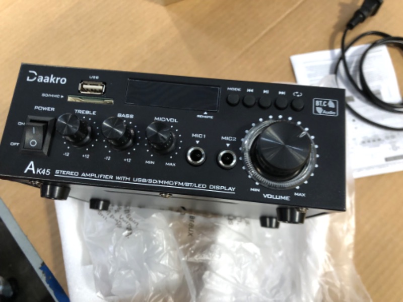 Photo 1 of ****USED**MISSING REMOTE*** AK45 Stereo Audio Amplifier,300W Home 2 Channel Wireless Bluetooth 5.0 Power Amplifier System, Home Amplifiers FM Radio, USB, SD Card, with Remote Control Home Theater Audio Stereo System