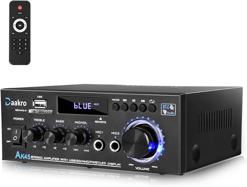 Photo 1 of ****USED**MISSING REMOTE*** AK45 Stereo Audio Amplifier,300W Home 2 Channel Wireless Bluetooth 5.0 Power Amplifier System, Home Amplifiers FM Radio, USB, SD Card, with Remote Control Home Theater Audio Stereo System