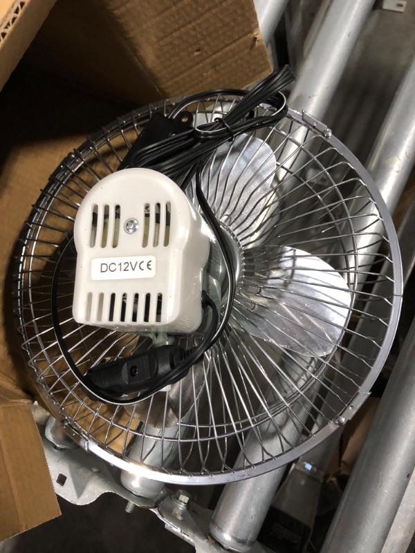 Photo 3 of 10-Inch Silver Cigarette Lighter Fan, Two-Speed Adjustment Golf Cart Fan, 360-Degree Rotation truck fan, Clip-On Design 12 volt fan, Perfect for Cars, Trucks, RVs and More(Cord Length 6.56FT)