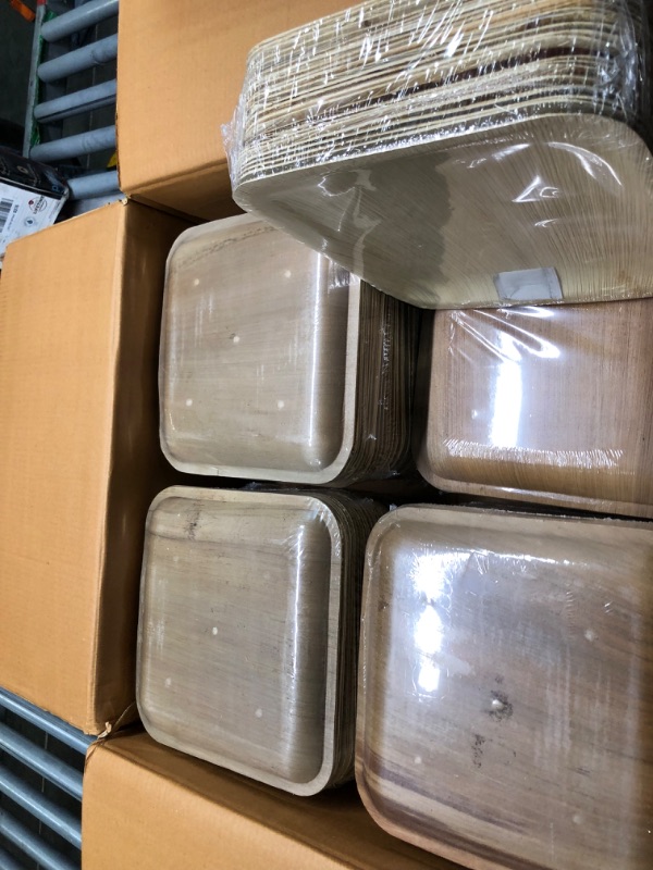 Photo 1 of ****USED*** ECO SOUL Compostable 10 Inch Palm Leaf Square Plates (200 Count) Like Bamboo Plates | Biodegradable | Eco-Friendly, Microwave & Oven Safe